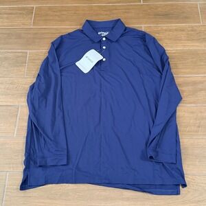 IBKUL Mens Long Sleeve Polo Shirt Navy Blue IBCOOL UPF 50+ Athletic XXXL NEW